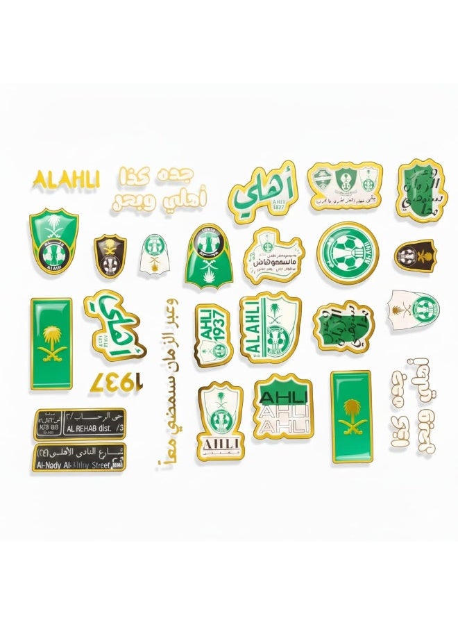 مجموعة ملصقات فاخرة لكرة القدم الاهلي (60 قطعة) - شعارات النادي الرسمية، فخر جدة، تراث 1937، شعارات عربية، شعارات سعودية، ايقونات كرة القدم، فاخرة لمحبي النادي الاهلي السعودي - Image 1